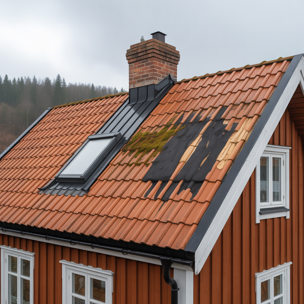 felsok lackande tak kontrollpunkter runt skorsten och takfon