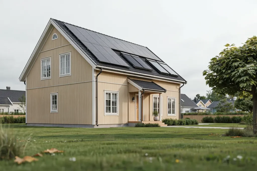 installation av solcellspaneler och solf ngare p villa i brottk rr hov s